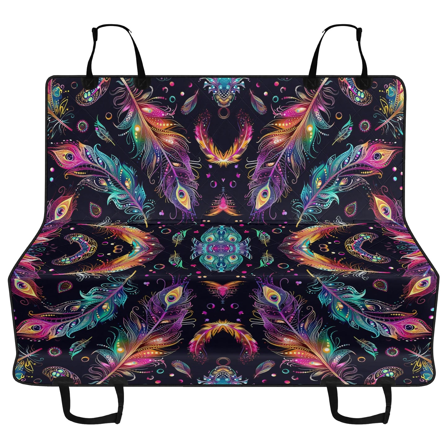 Mystical Bright Feathers Pet Seat Cover - Waterproof Back Seat Cover Pet Hammock Dog Seat Protector
