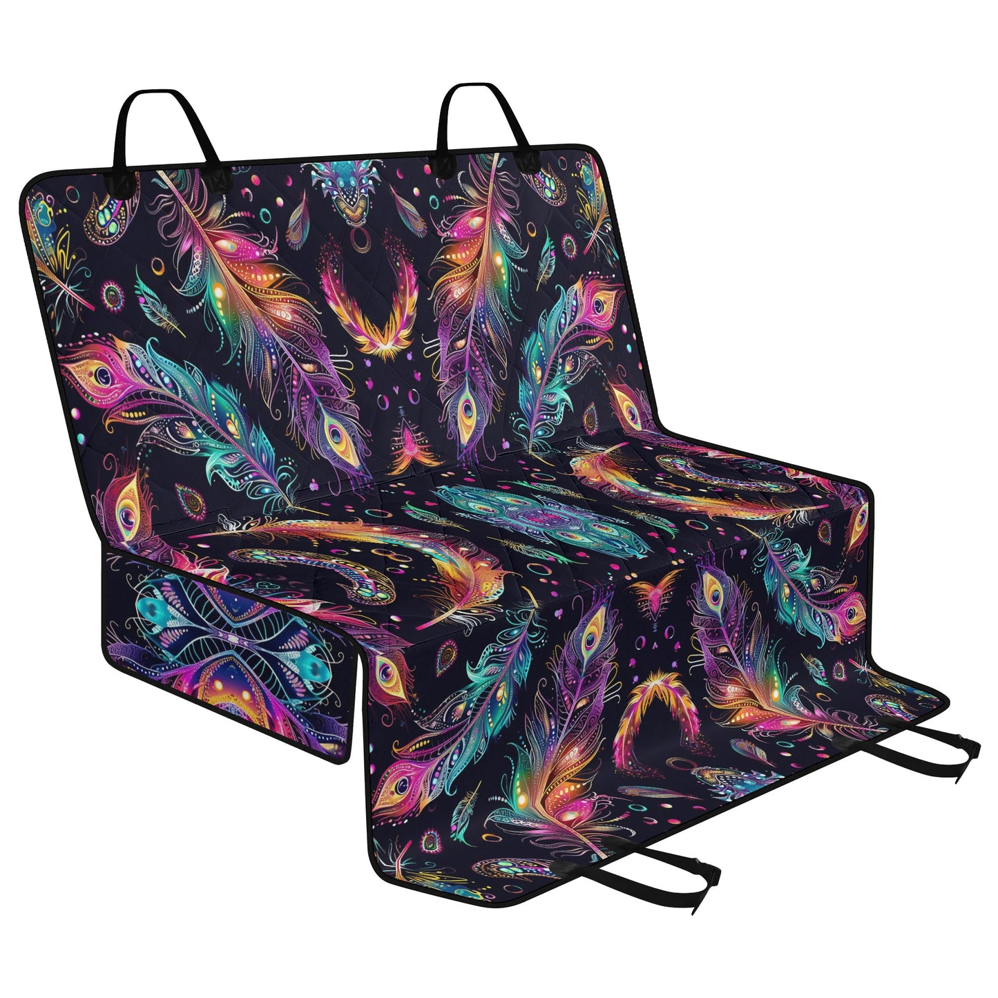 Mystical Bright Feathers Pet Seat Cover - Waterproof Back Seat Cover Pet Hammock Dog Seat Protector