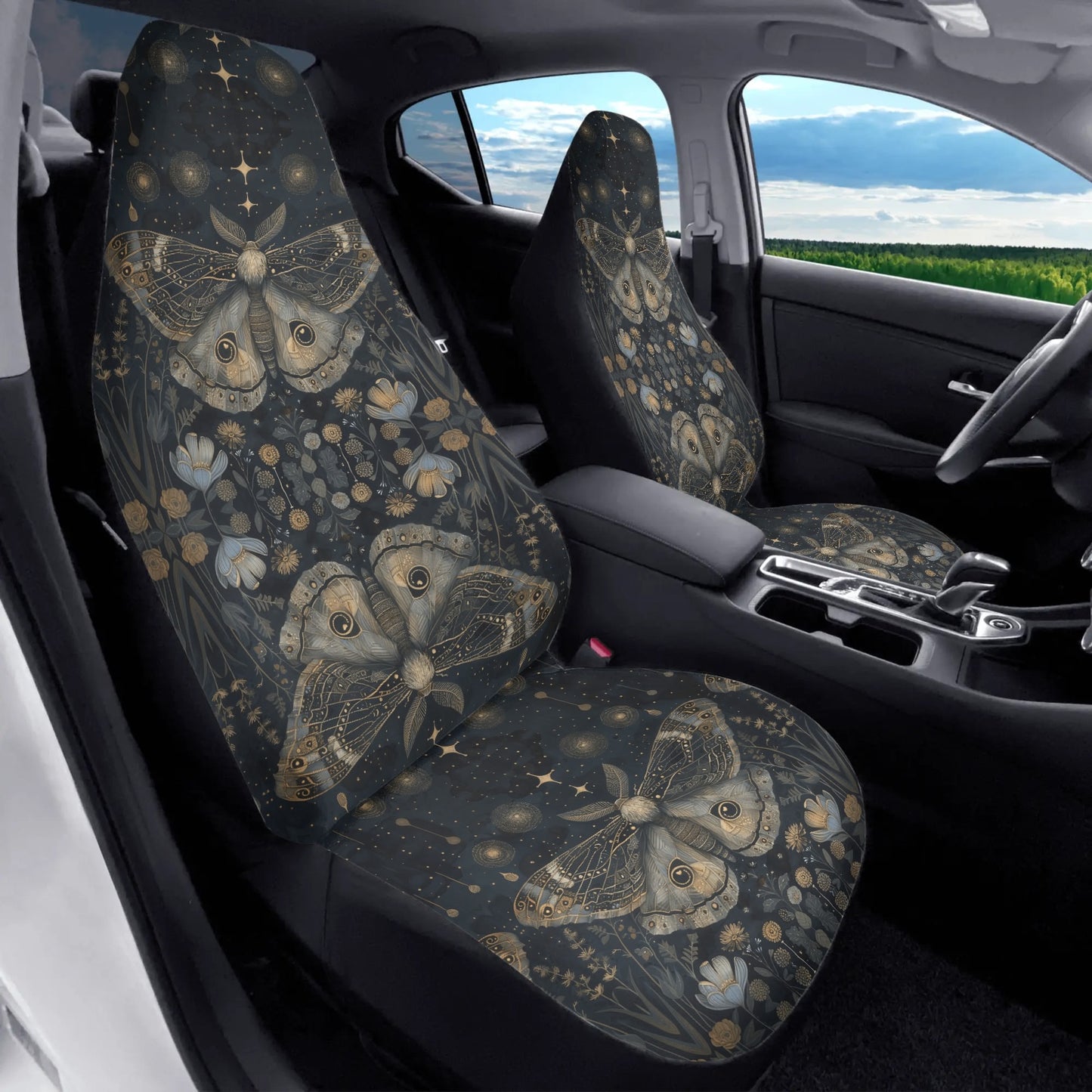 Luna Moth Pastel Car Seat Cover - Front Seat Cover or Full Set Front and Back Seat Cover Universal Fit