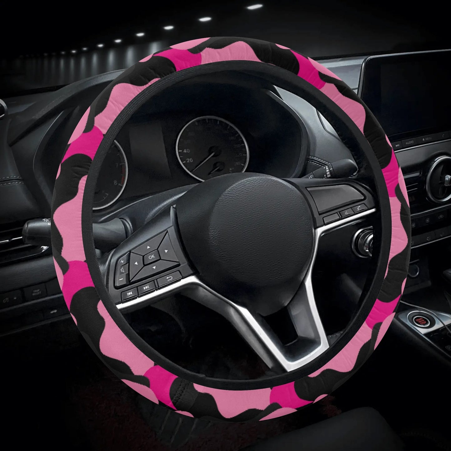 Pink & Black Camo Car Steering Wheel Cover