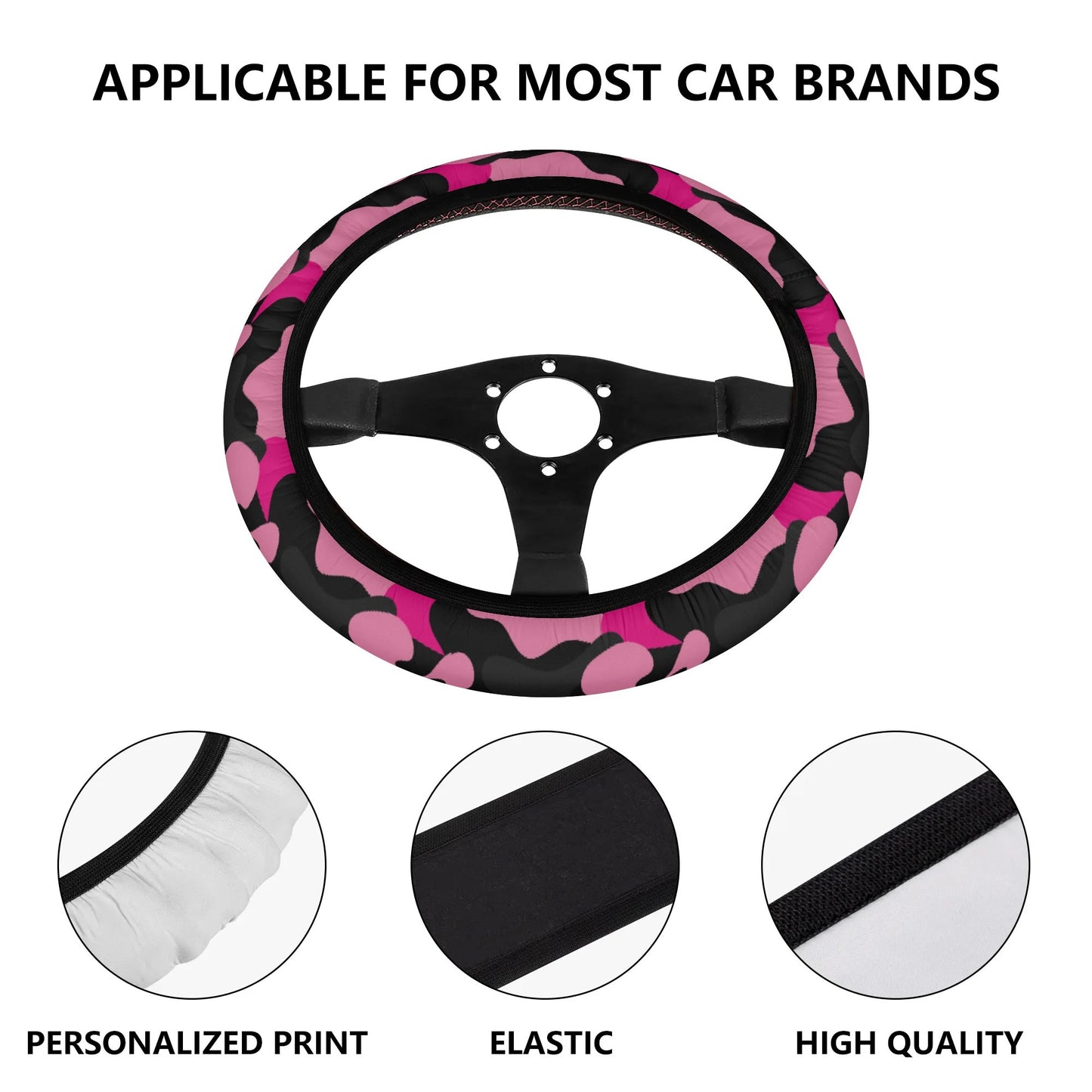 Pink & Black Camo Car Steering Wheel Cover