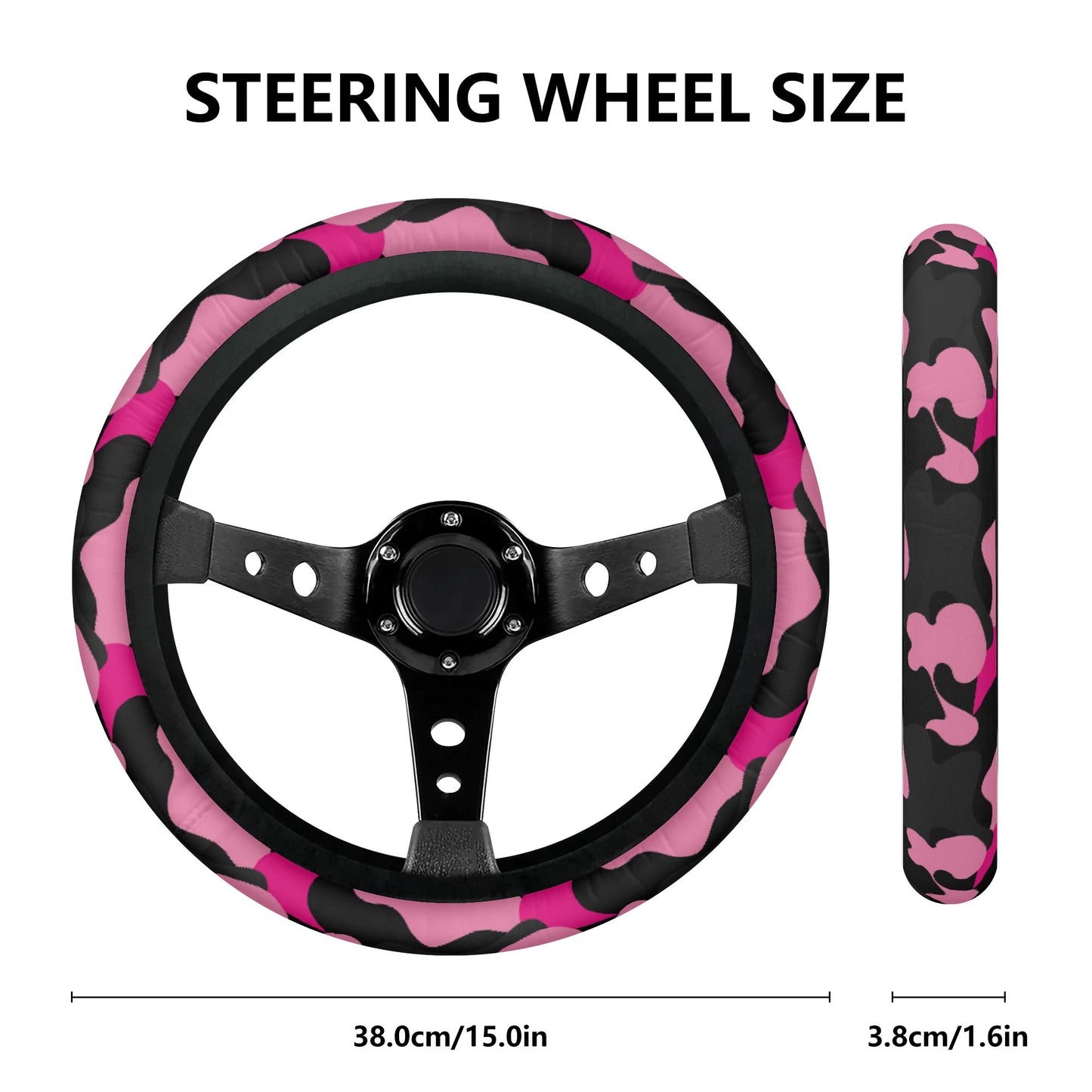 Pink & Black Camo Car Steering Wheel Cover