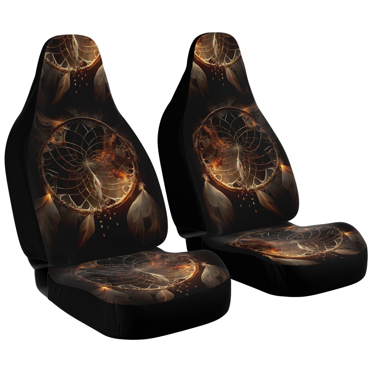 Golden Dreamcatcher Car Seat Cover - Front Seat Cover or Full Set Front and Back Seat Cover Universal Fit