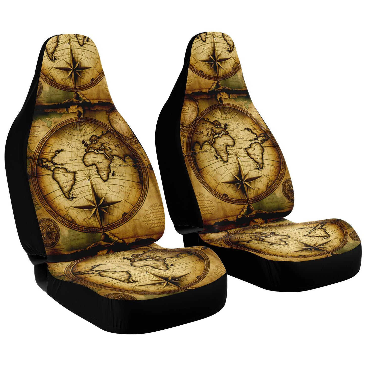 Old World Maps 1 Car Seat Covers - Front Seat Cover or Full Set Front and Back Seat Cover Universal Fit