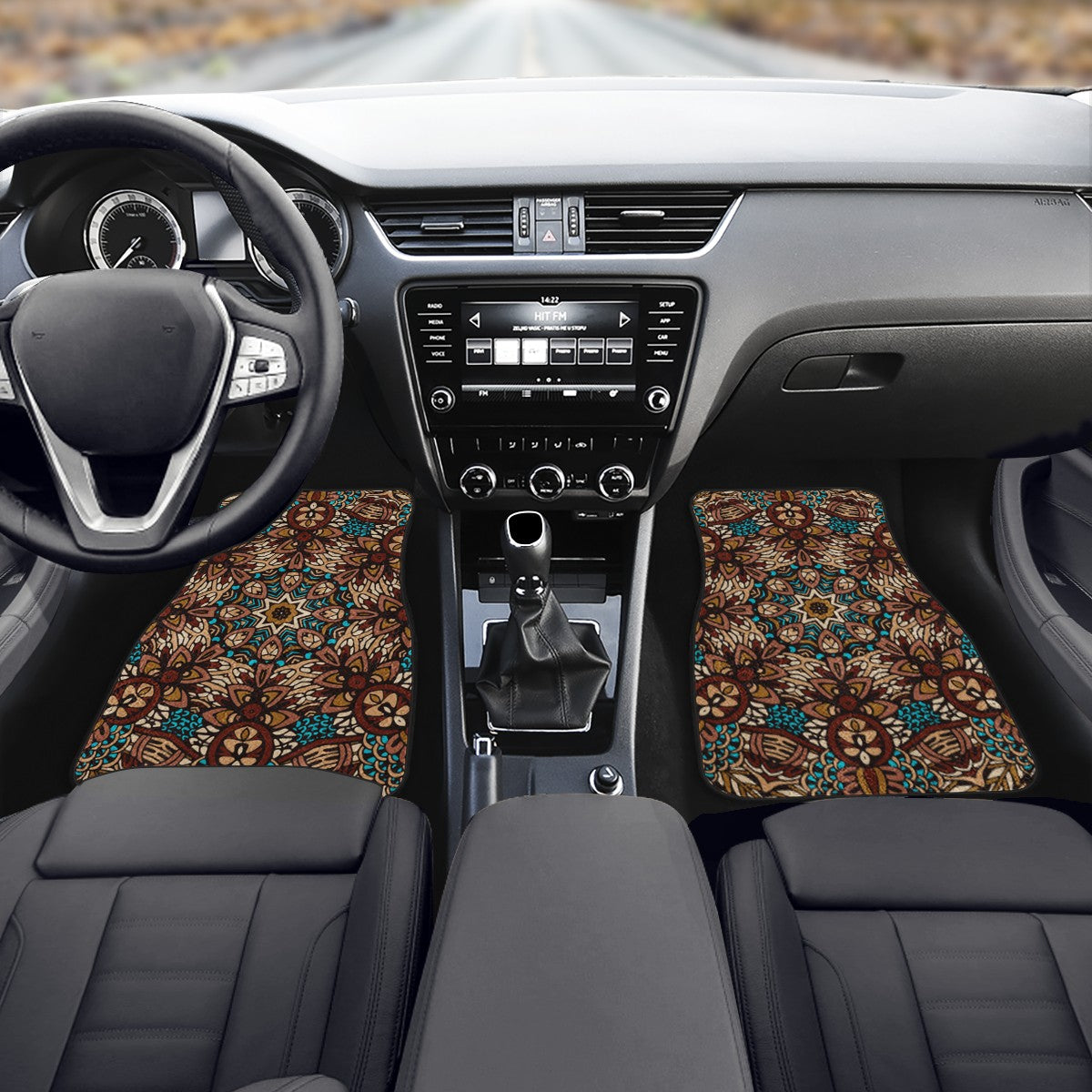 Blue And Brown Mandala Car Mats - Set of 2 or 4 Car Floor Mats Car Accessories