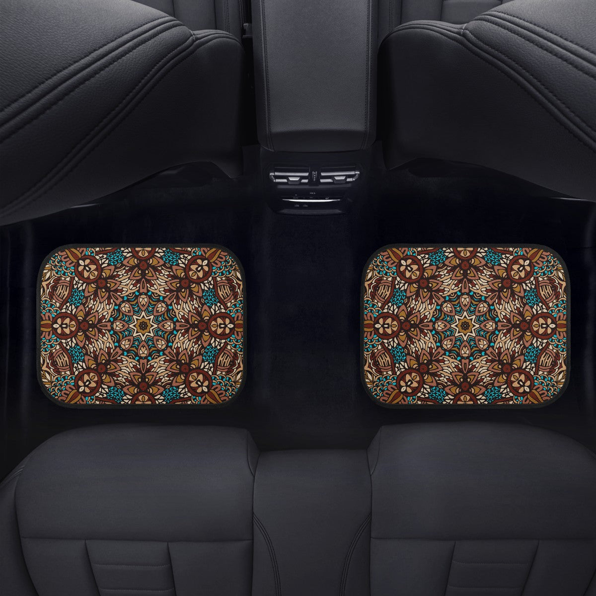 Blue And Brown Mandala Car Mats - Set of 2 or 4 Car Floor Mats Car Accessories
