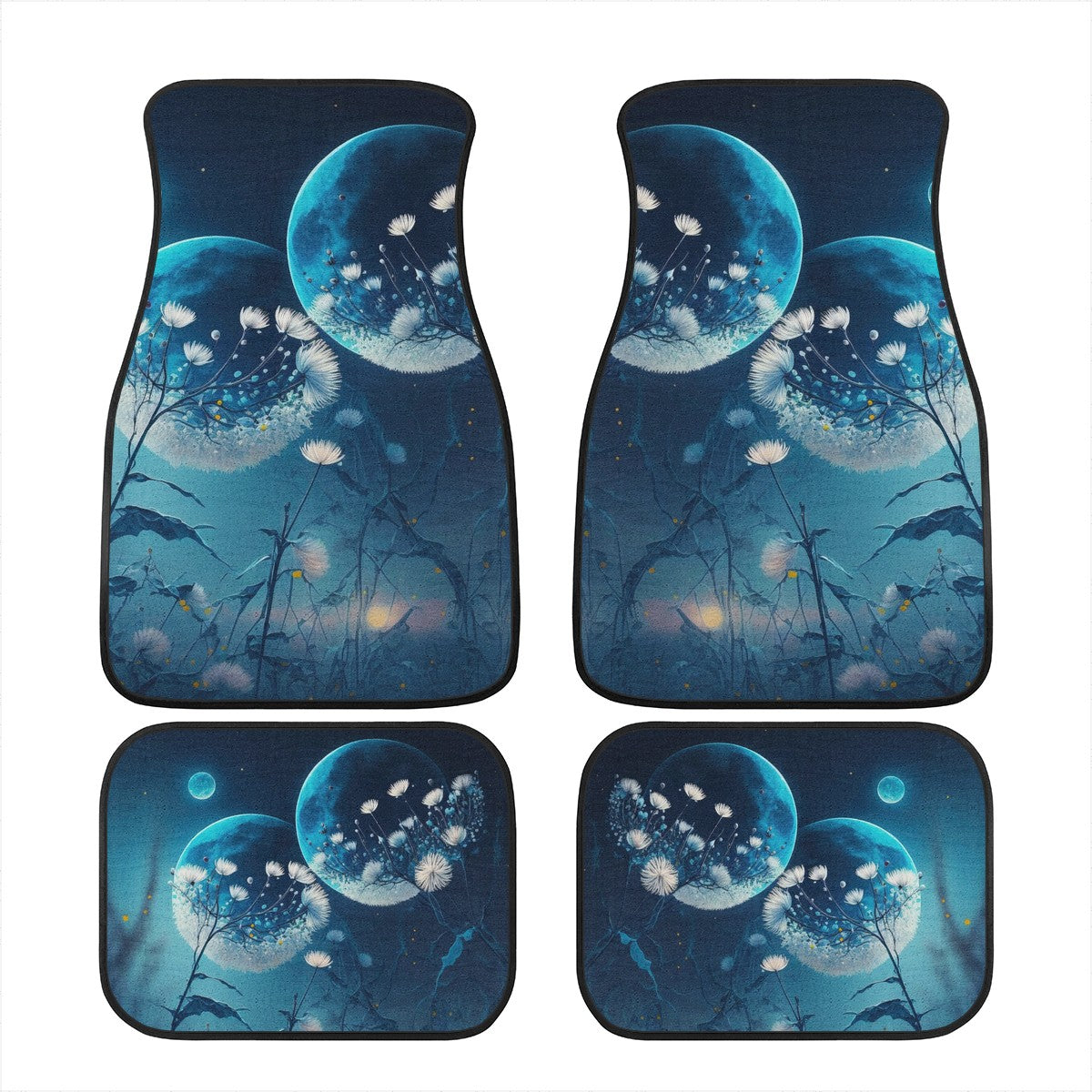 Blue Moon Dandelion Car Mats - Set of 2 or 4 Car Floor Mats Car Accessories