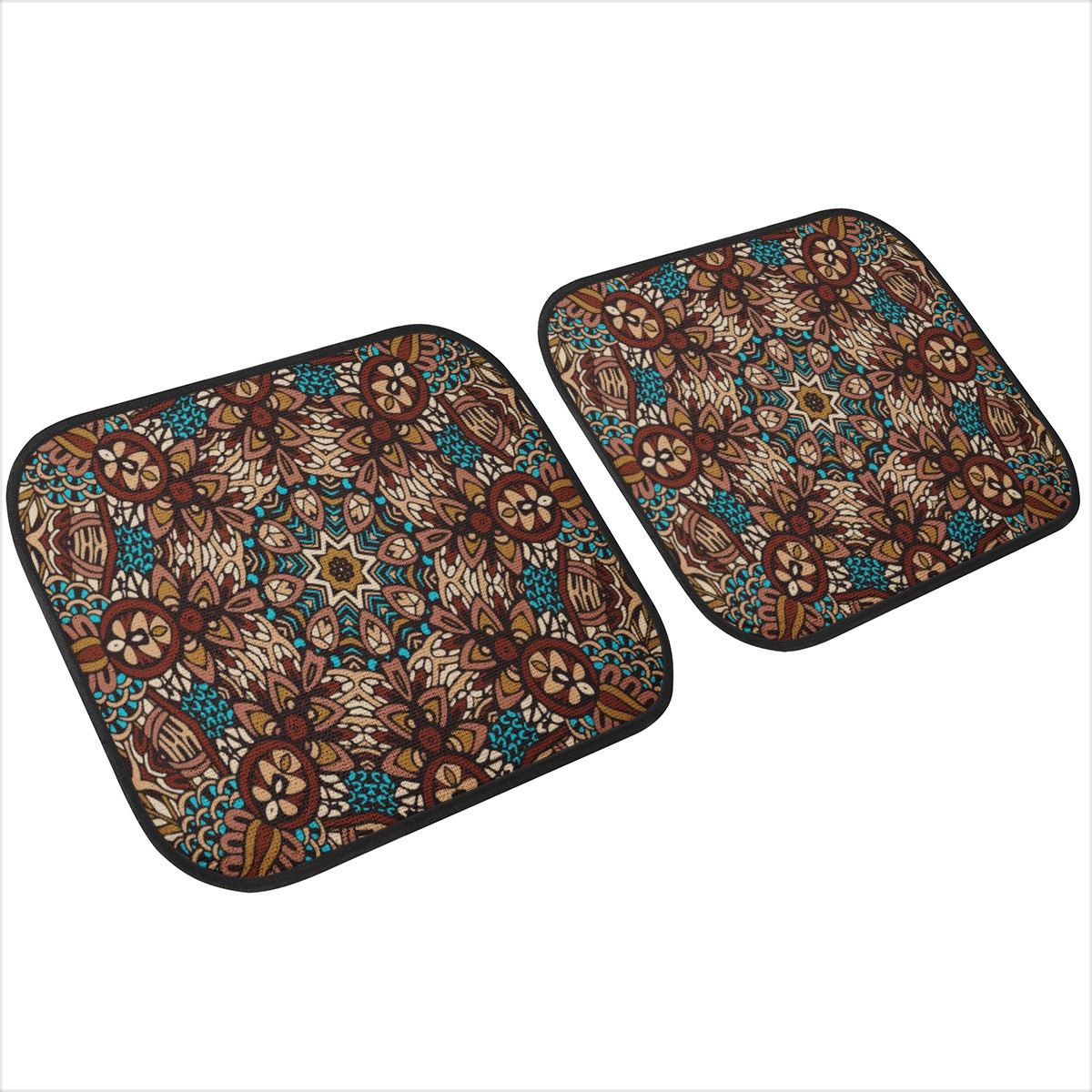 Blue And Brown Mandala Car Mats - Set of 2 or 4 Car Floor Mats Car Accessories