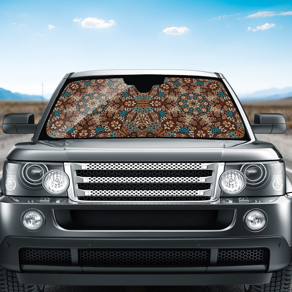 Blue And Brown Mandala Auto Sun Shade - Car Shade for Vehicle Windscreen Shield Sun Covers