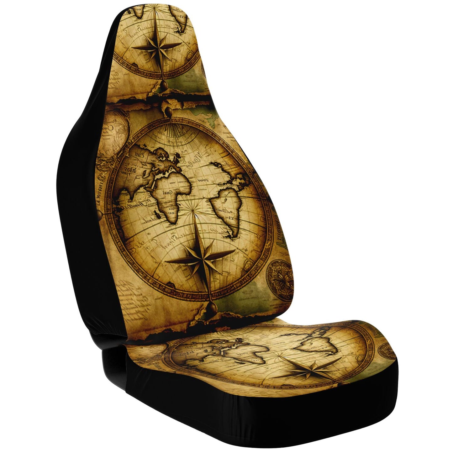 Old World Maps 1 Car Seat Covers - Front Seat Cover or Full Set Front and Back Seat Cover Universal Fit