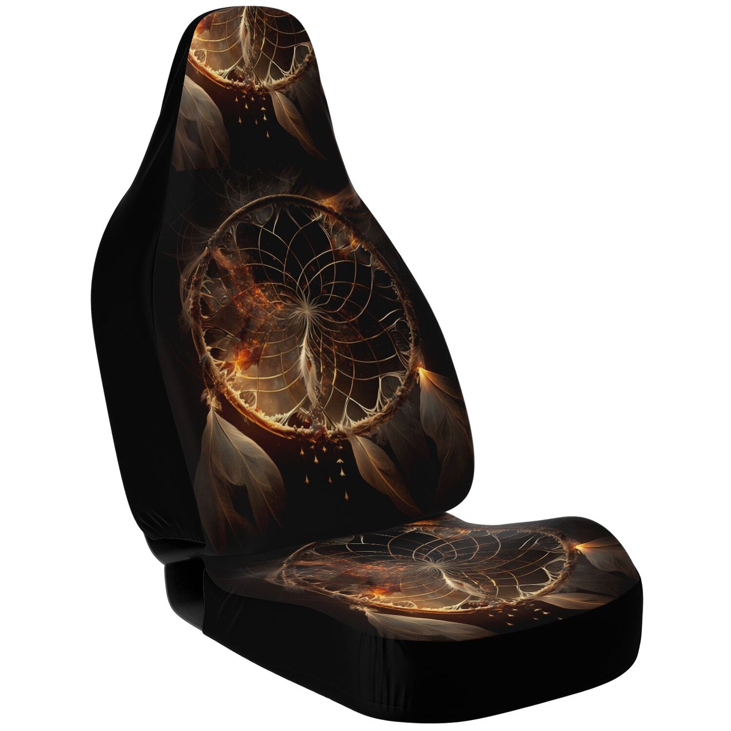 Golden Dreamcatcher Car Seat Cover - Front Seat Cover or Full Set Front and Back Seat Cover Universal Fit