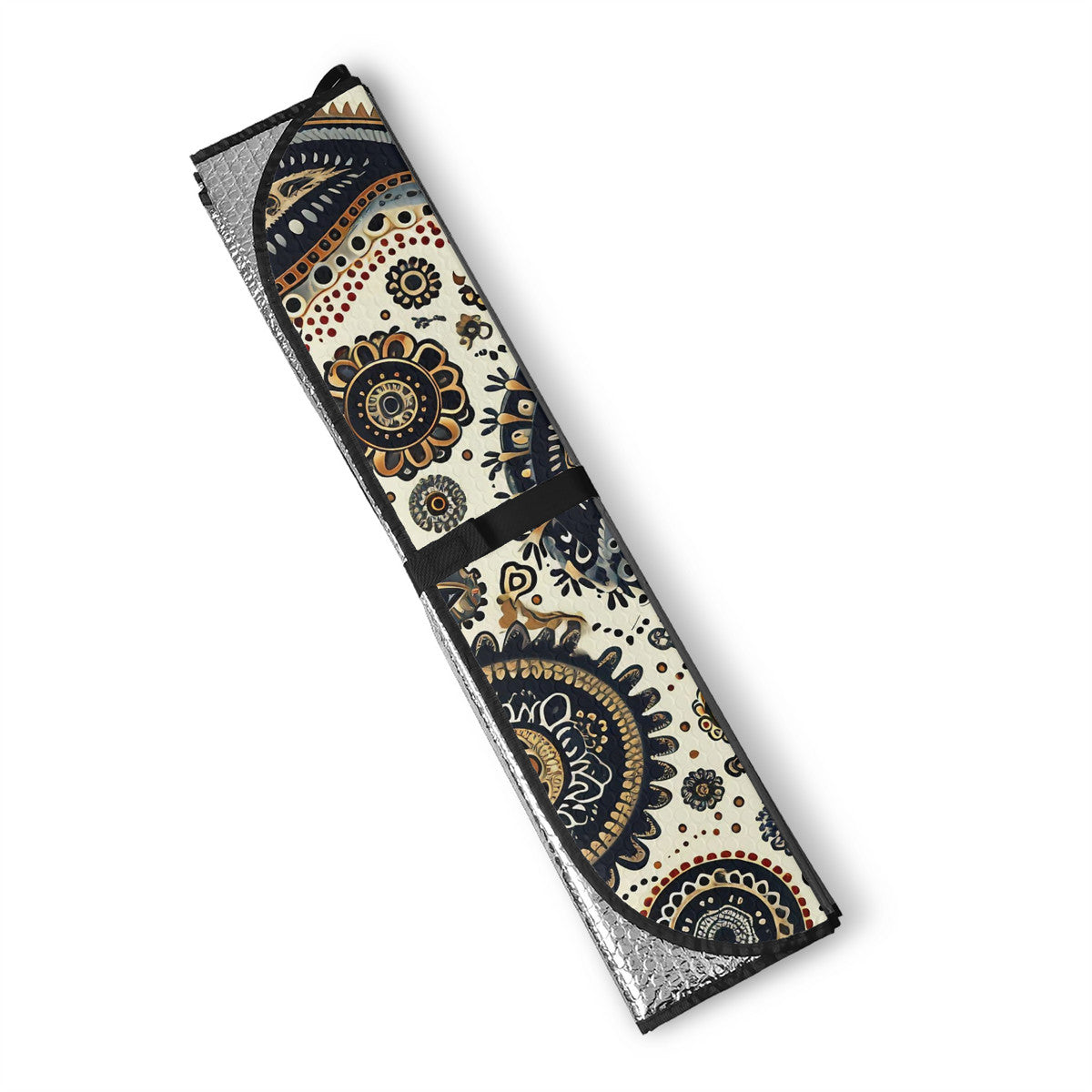Paisley Circles White Auto Sun Shade - Car Shades for Vehicle Windscreen Shield Sun Covers