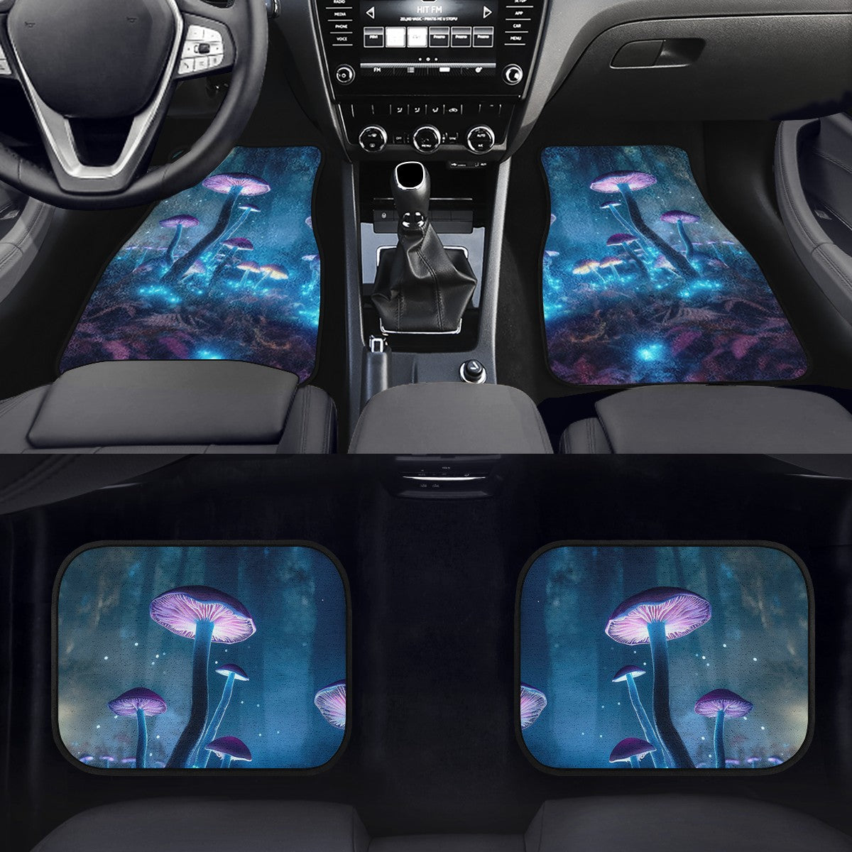 Blue Mushrooms Car Mats - Set of 2 or 4 Car Floor Mats Car Accessories