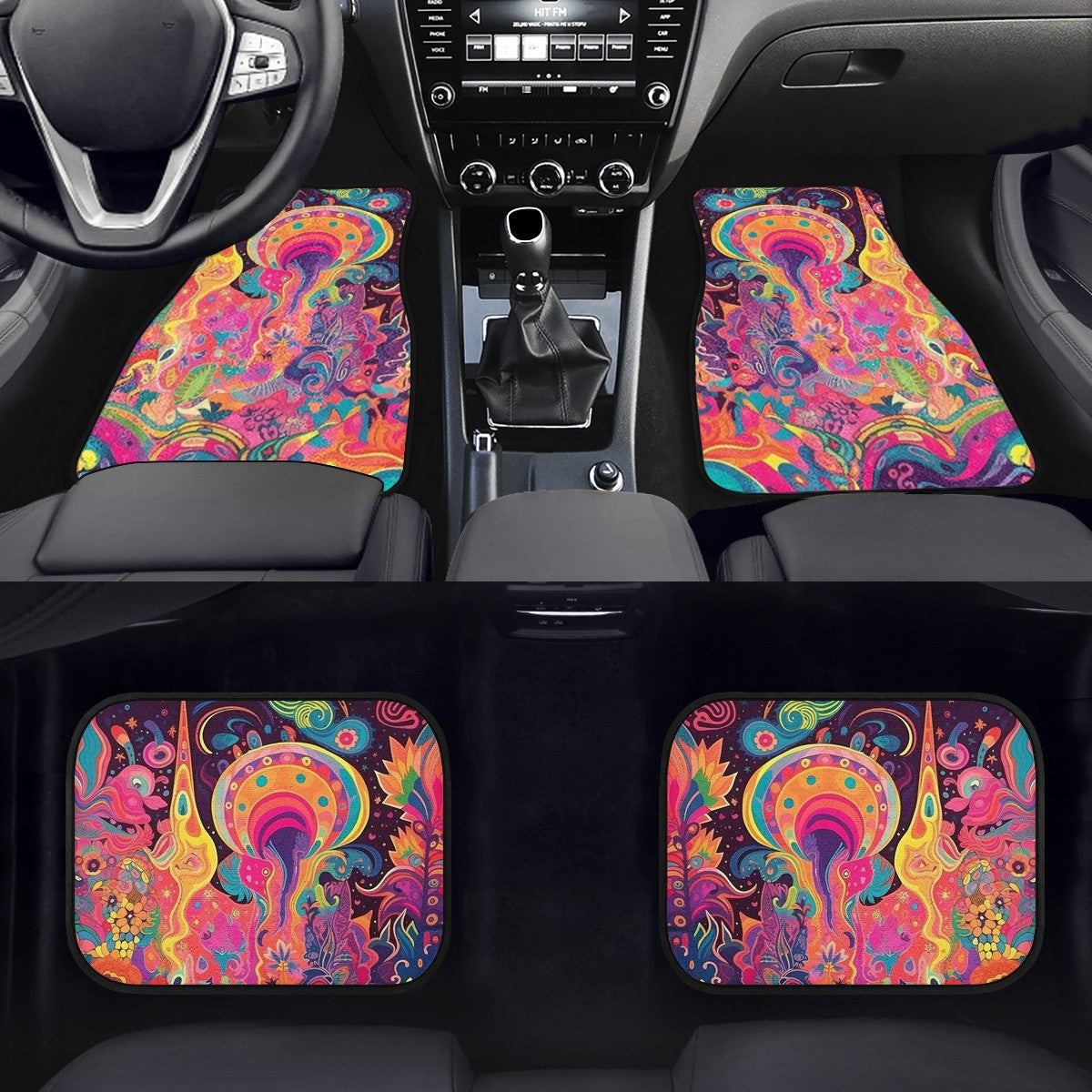 Psychedelic Spaceships Car Mats - Set of 2 or 4 Car Floor Mats Car Accessories