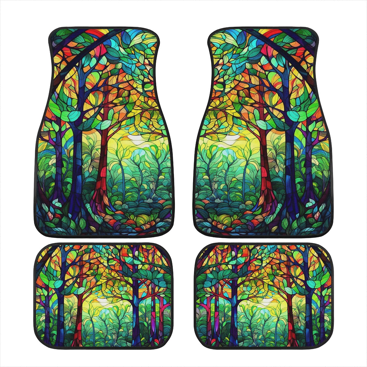 Dark Stained Glass Car Mats - Set of 2 or 4 Car Floor Mats Car Accessories