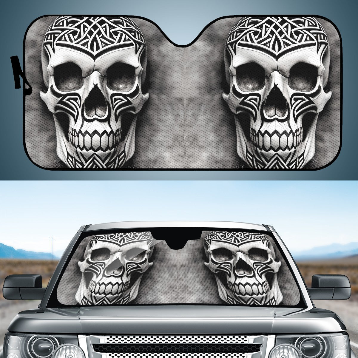 Viking Carved Skull Auto Sun Shade - Car Shade for Vehicle Windscreen Shield Sun Covers