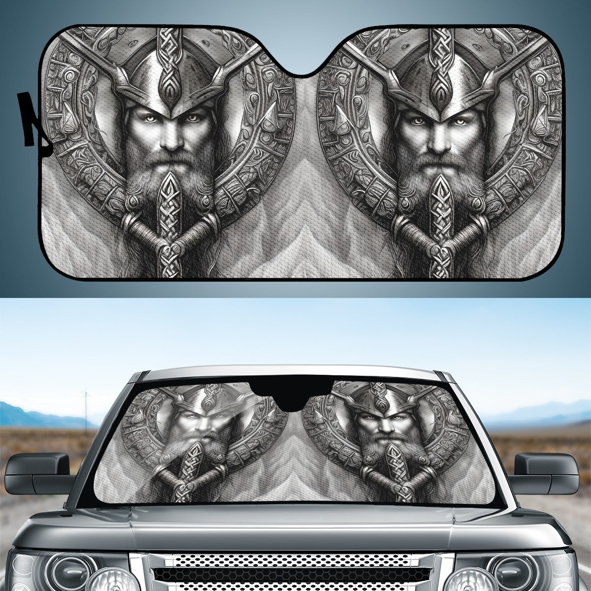 Viking Warrior Auto Sun Shade - Car Shade for Vehicle Windscreen Shield Sun Covers
