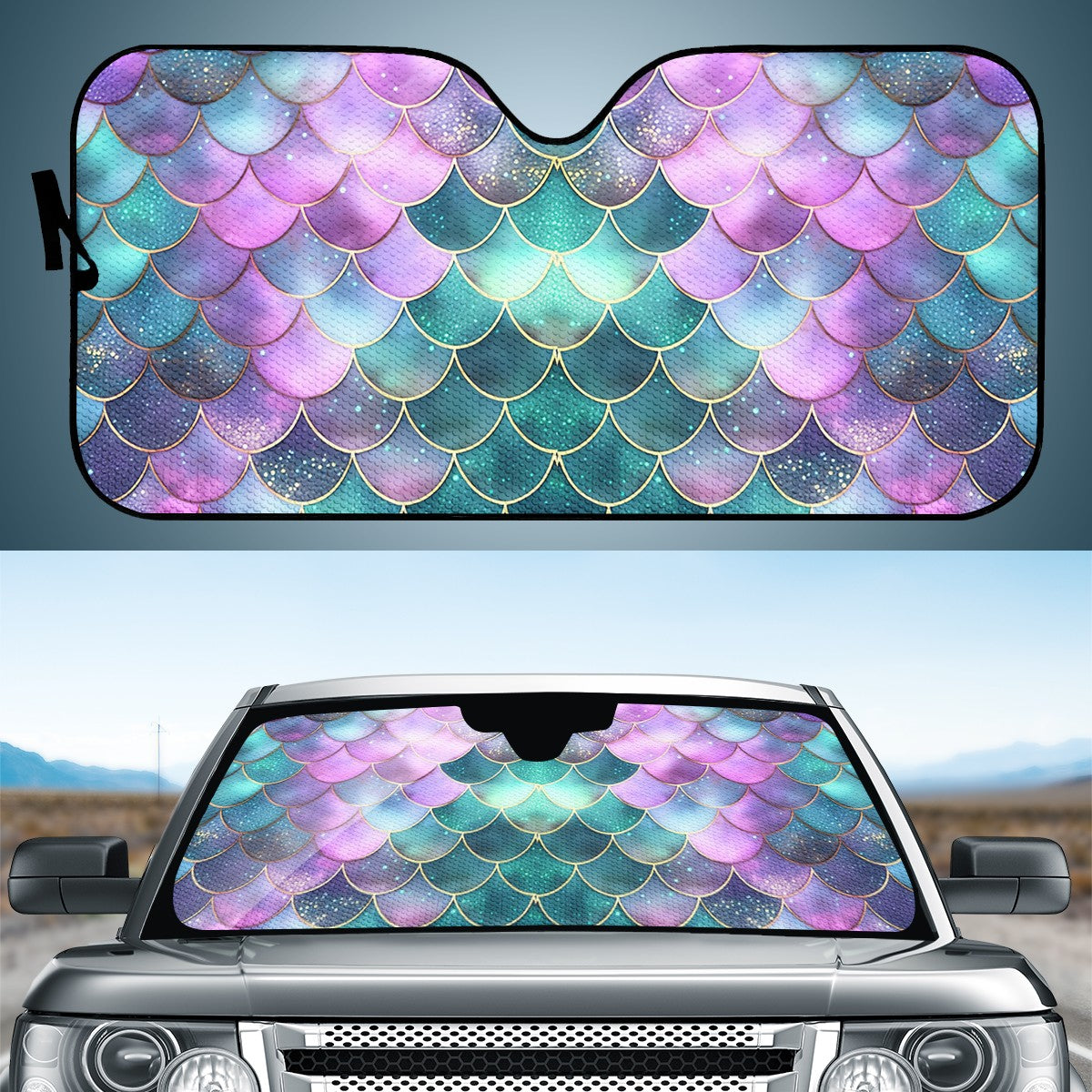 Mermaid Scales Purple Green Auto Sun Shade - Car Shade for Vehicle Windscreen Shield Sun Covers