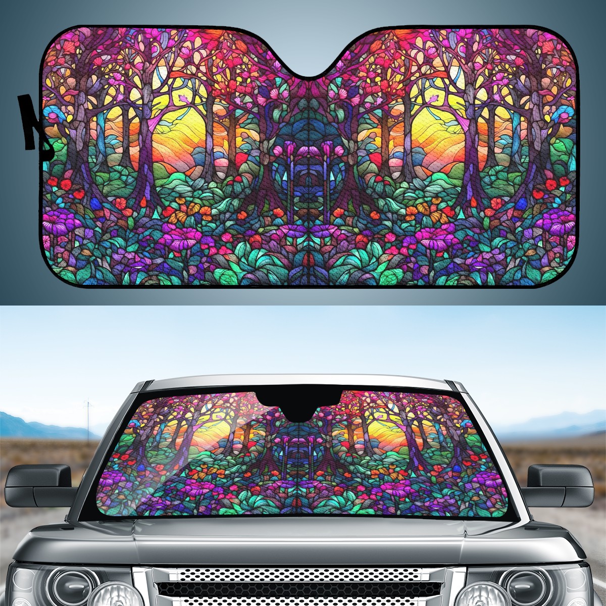 Pink Stained Glass Auto Sun Shade - Car Shade for Vehicle Windscreen Shield Sun Covers
