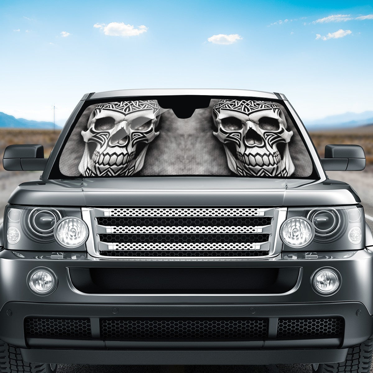 Viking Carved Skull Auto Sun Shade - Car Shade for Vehicle Windscreen Shield Sun Covers