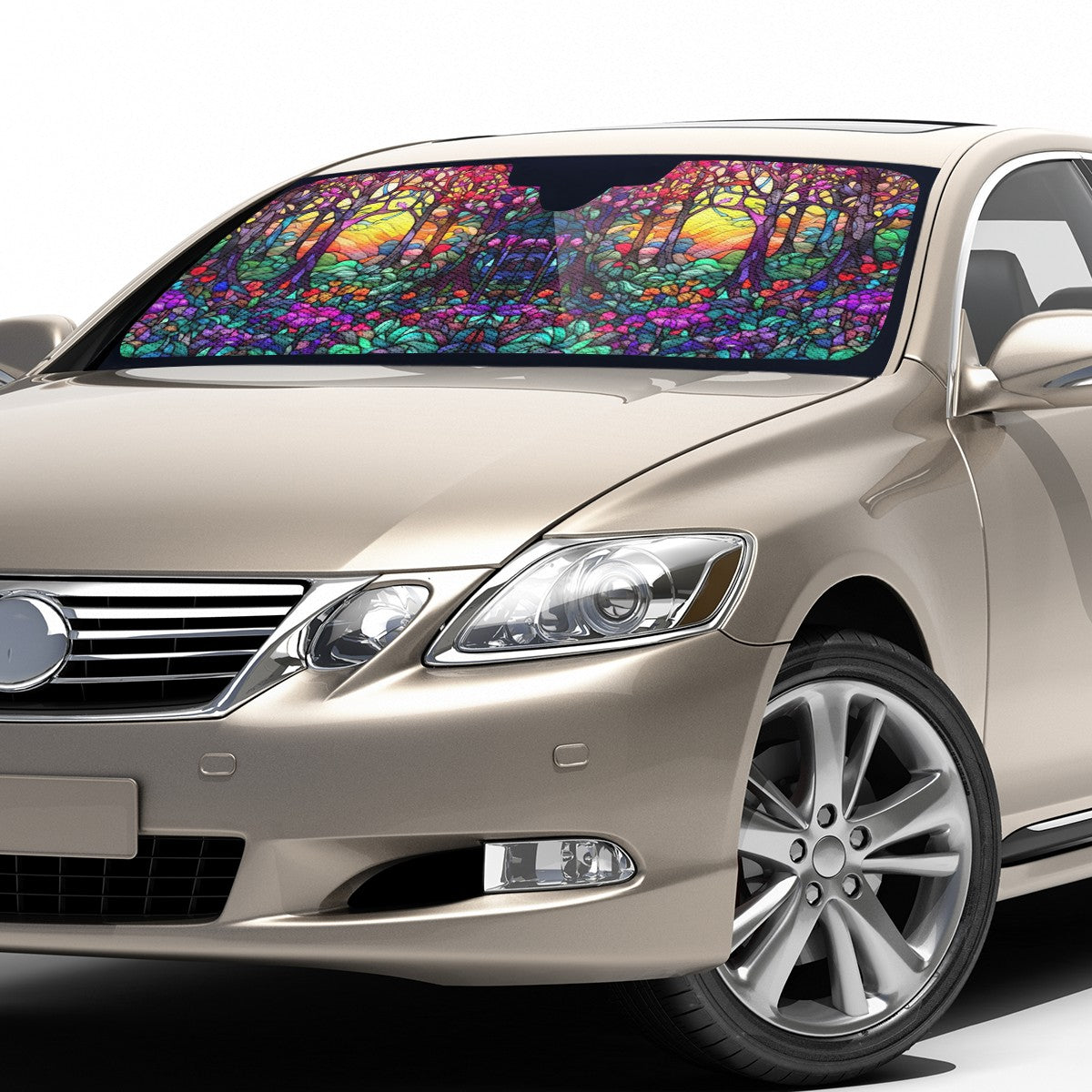 Pink Stained Glass Auto Sun Shade - Car Shade for Vehicle Windscreen Shield Sun Covers