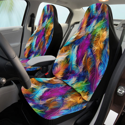 Bright Feathers Car Seat Covers - Front Seat Cover or Full Set Front and Back Seat Cover Universal Fit