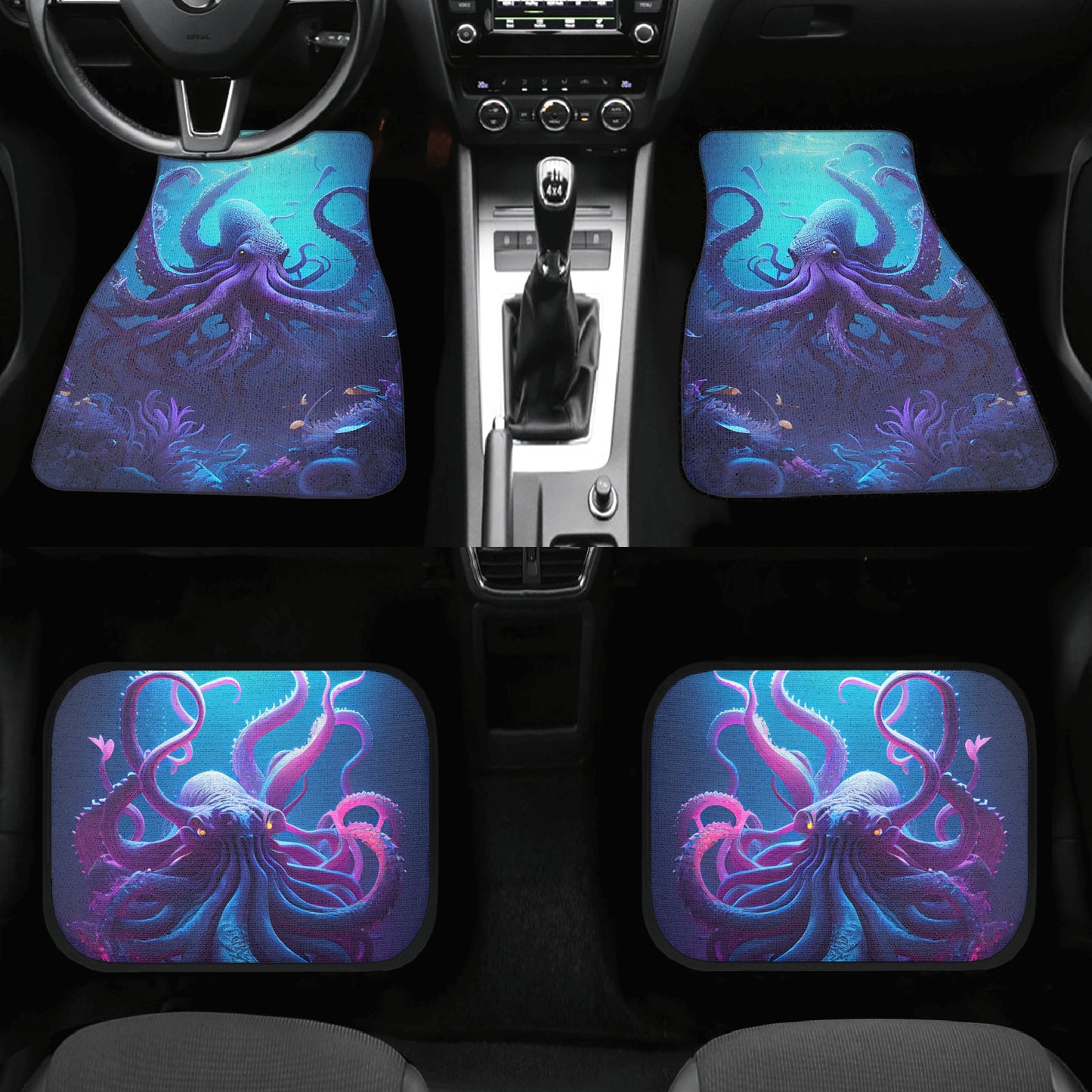 Kraken Sea Monster Car Mats - Set of 2 or 4 Car Floor Mats Car Accessories