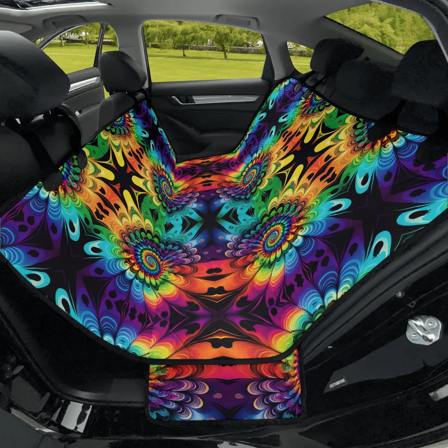 Rainbow Iron Cross Car Pet Seat Cover - Waterproof Back Seat Cover Pet Hammock Dog Seat Protector