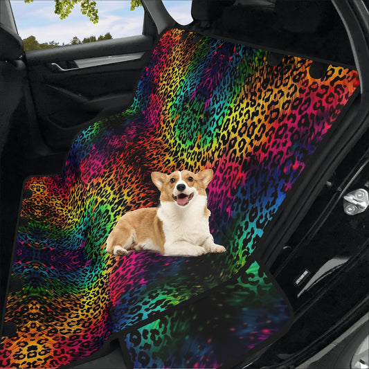 Bright Leopard Print Car Pet Seat Cover - Waterproof Back Seat Cover Pet Hammock Dog Seat Protector