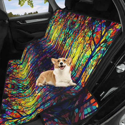 Yellow Tree Stained Glass Pet Seat Cover - Waterproof Back Seat Cover Pet Hammock Dog Seat Protector