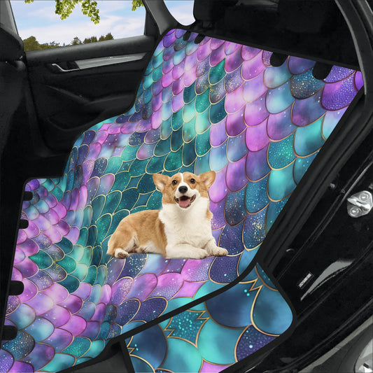 Mermaid Scales Purple Green  Pet Seat Cover - Waterproof Back Seat Cover Pet Hammock Dog Seat Protector