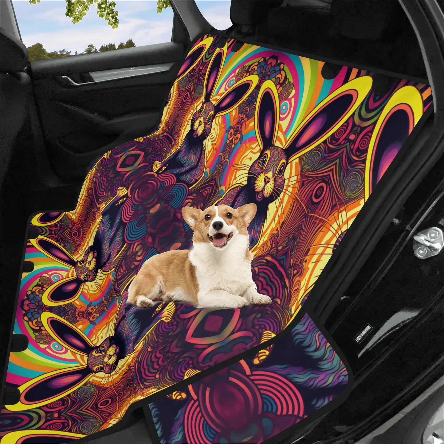 Psycho Rabbit Pet Seat Cover - Waterproof Back Seat Cover Pet Hammock Dog Seat Protector