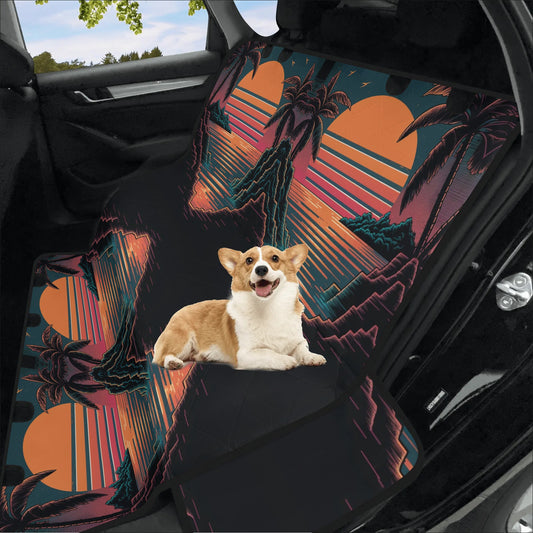 Retro Sunset   Pet Seat Cover - Waterproof Back Seat Cover Pet Hammock Dog Seat Protector