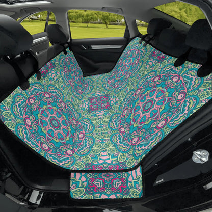 Blue Green Mandala Pet Seat Cover - Waterproof Back Seat Cover Pet Hammock Dog Seat Protector