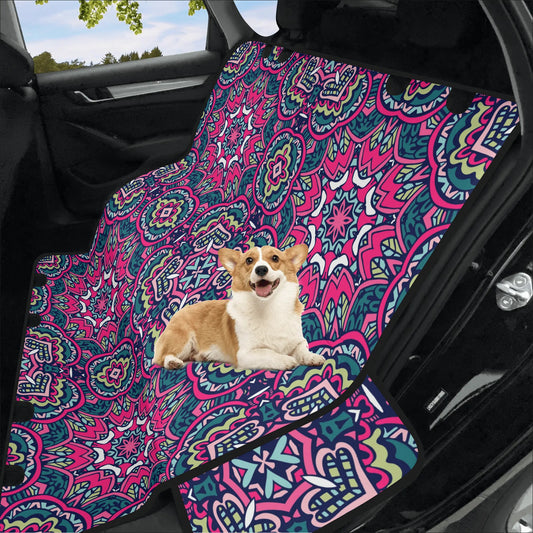 Funky Pink Mandala Pet Seat Cover - Waterproof Back Seat Cover Pet Hammock Dog Seat Protector