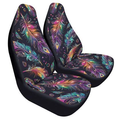 Mystical Bright Feathers Car Seat Cover - Front Seat Cover or Full Set Front and Back Seat Cover Universal Fit