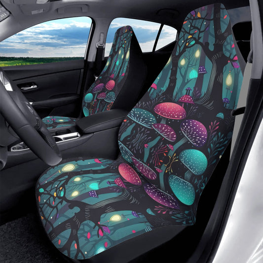 Glowing Mushroom Forest Car Seat Cover - Front Seat Cover or Full Set Front and Back Seat Cover Universal Fit