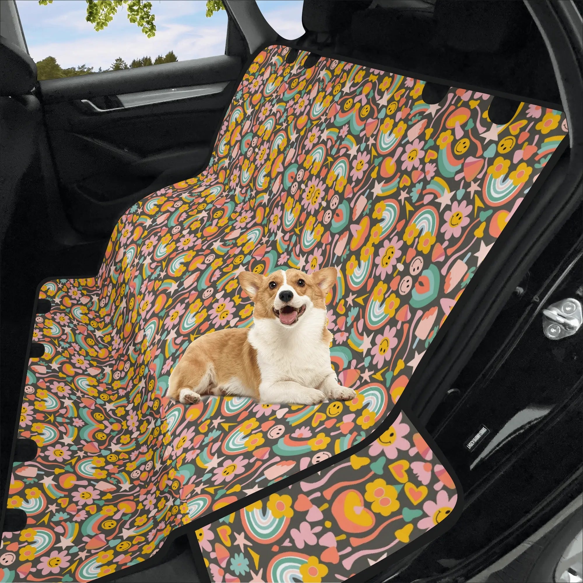 Golden damask Pattern Car Back Seat Pet Covers, outlet Backseat Seat Covers, Seat Protector, Car Accessories, Abstract Art