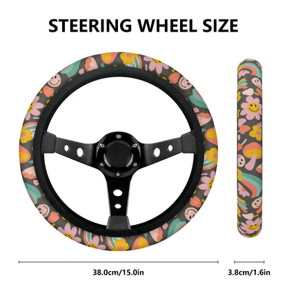 Groovy Flowers Car Steering Wheel Cover