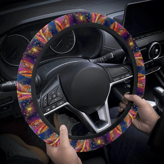 Mystical Vibe Feathers Car Steering Wheel Cover