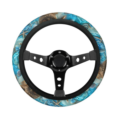 Blue Sea Shells Car Steering Wheel Cover