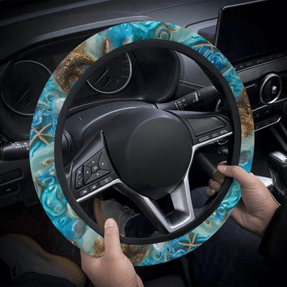 Blue Sea Shells Car Steering Wheel Cover