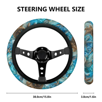 Blue Sea Shells Car Steering Wheel Cover