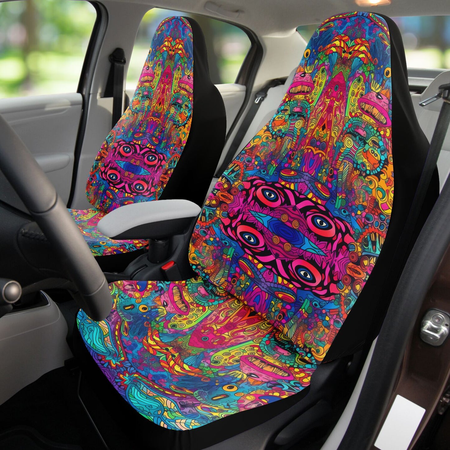 Psychedelic Landscape 2 Car Seat Cover - Front Seat Cover or Full Set Front and Back Seat Cover Universal Fit