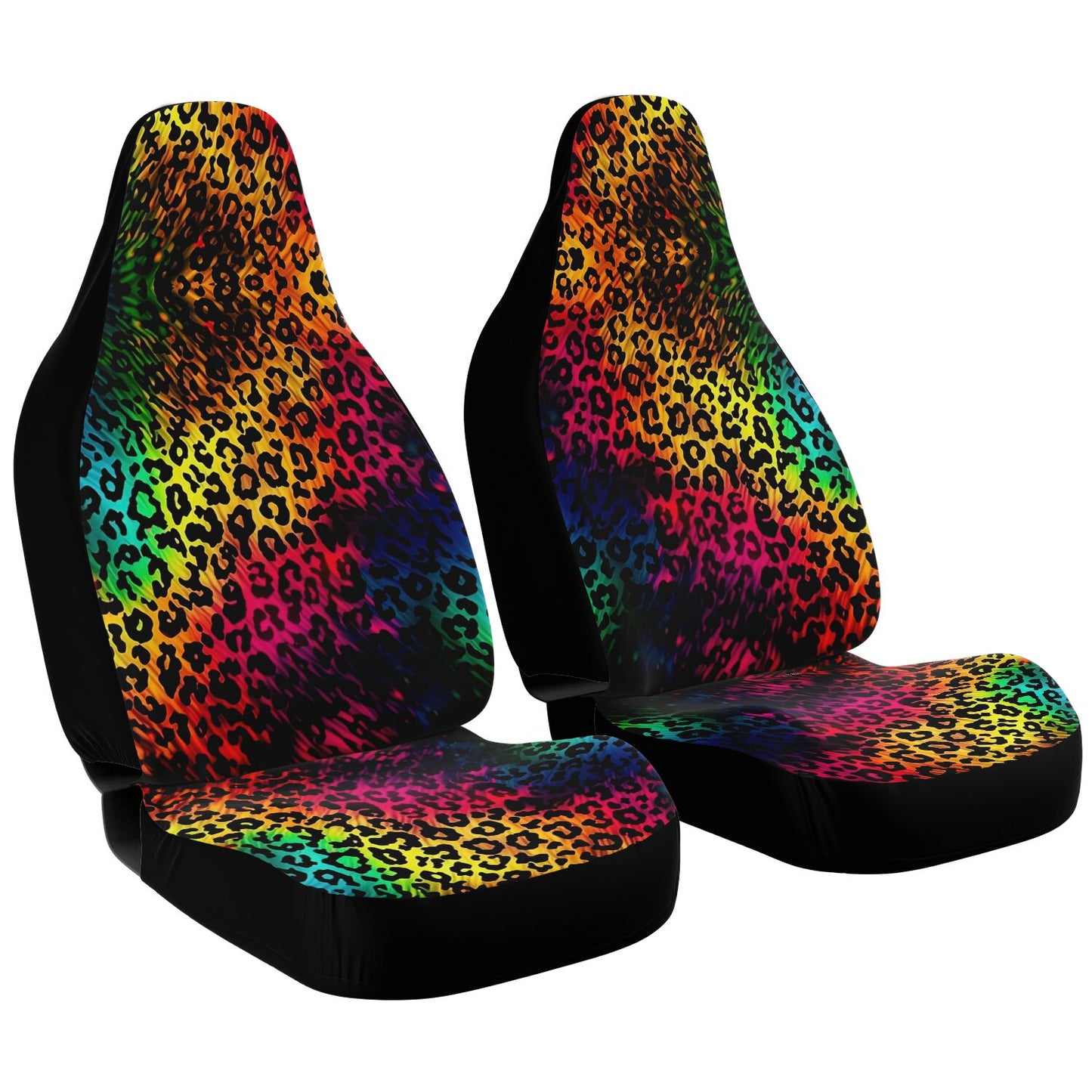 Bright Leopard Skin Print Car Seat Cover - Front Seat Cover or Full Set Front and Back Seat Cover Universal Fit