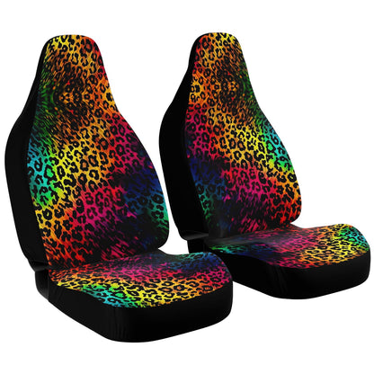 Bright Leopard Skin Print Car Seat Cover - Front Seat Cover or Full Set Front and Back Seat Cover Universal Fit