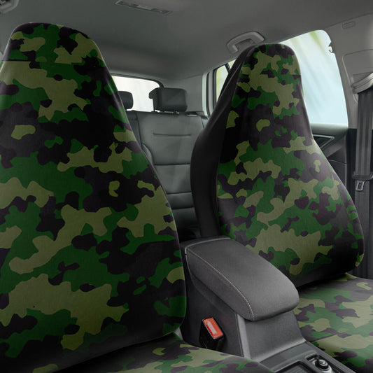 Green Camo Car Seat Covers - Front Seat Cover or Full Set Front and Back Seat Cover Universal Fit