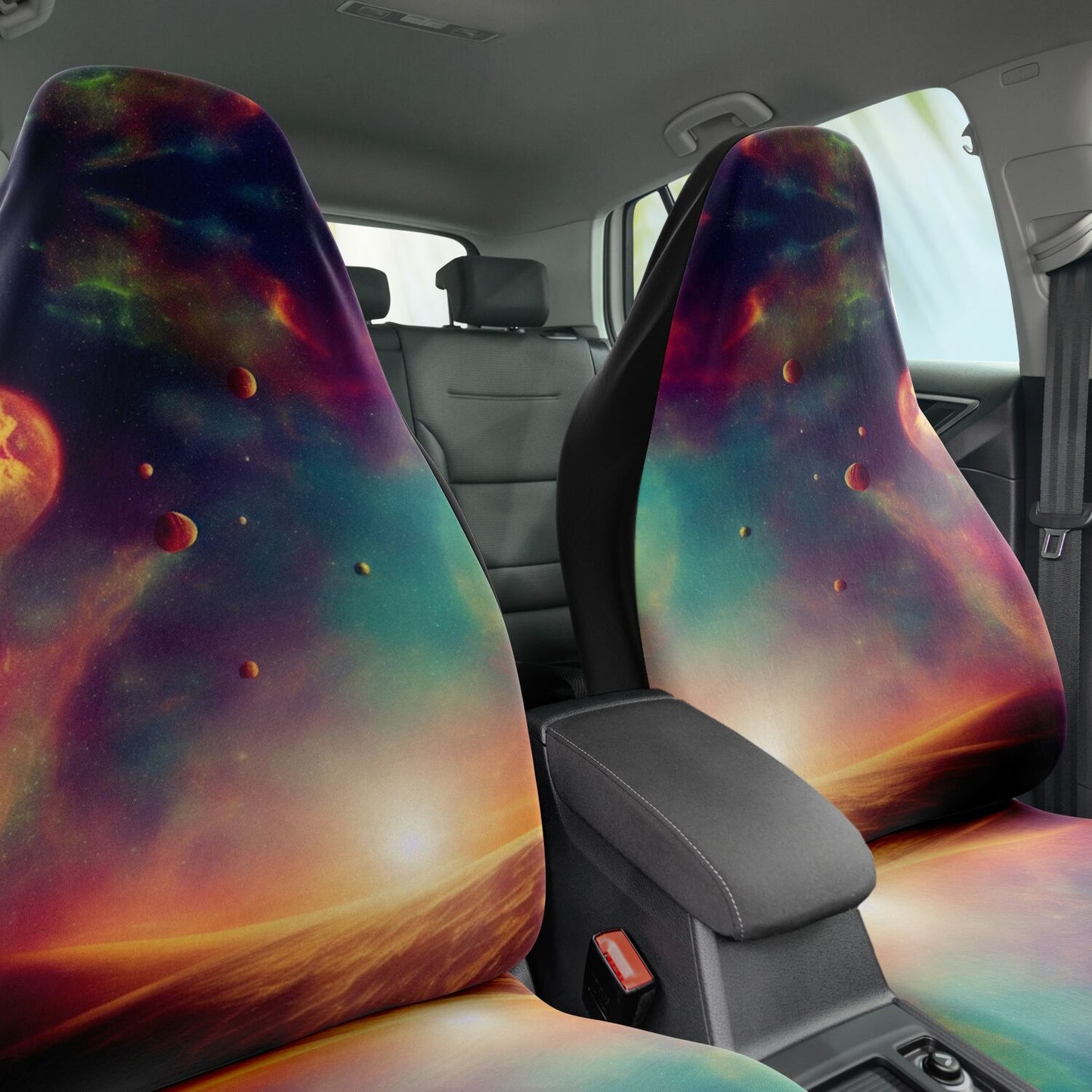 Galaxy Sun Moon Car Seat Cover - Front Seat Cover or Full Set Front and Back Seat Cover Universal Fit