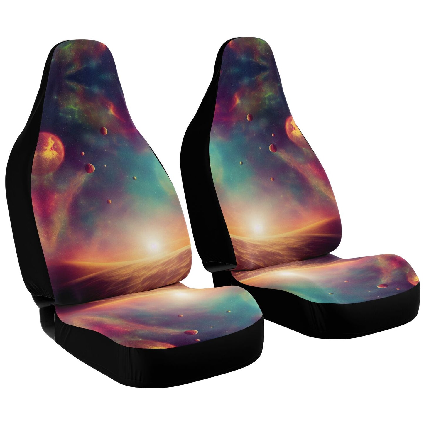 Galaxy Sun Moon Car Seat Cover - Front Seat Cover or Full Set Front and Back Seat Cover Universal Fit