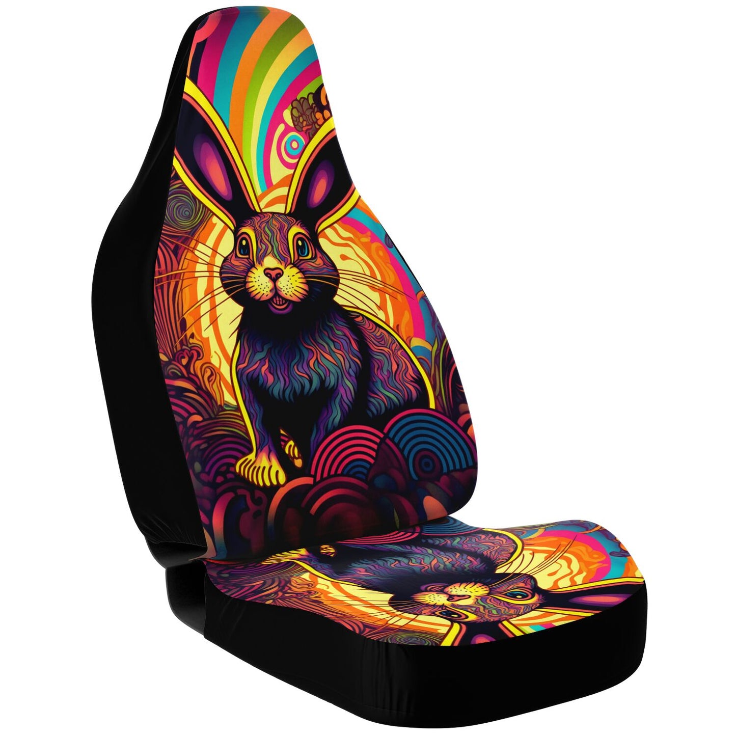 Psycho Rabbit Car Seat Cover - Front Seat Cover or Full Set Front and Back Seat Cover Universal Fit